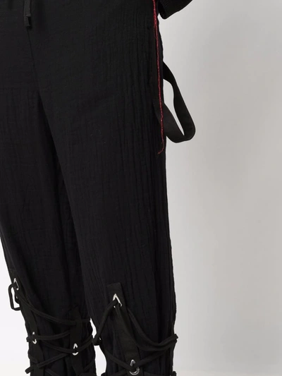 Shop Kiko Kostadinov Lace-detail Straight-leg Trousers In Black