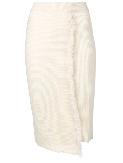 Shop Cashmere In Love High-waisted Fringed Skirt In White