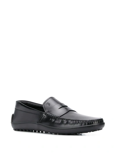 Shop Tod's Leather Loafers In Black