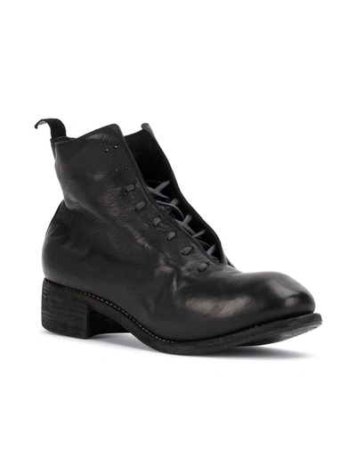 Shop Guidi Slouched Lace Up Ankle Boots In Black