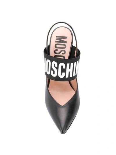 Shop Moschino Logo Slingback Pumps In Black