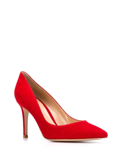 Shop Gianvito Rossi Pointed-toe Pumps In Red