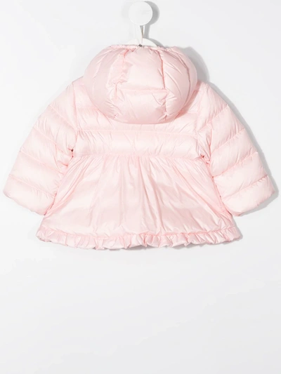 Shop Moncler Flared Puffer Coat In Pink