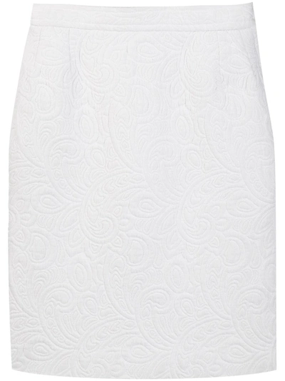 Pre-owned Saint Laurent 1980's Quilted Pencil Skirt In White