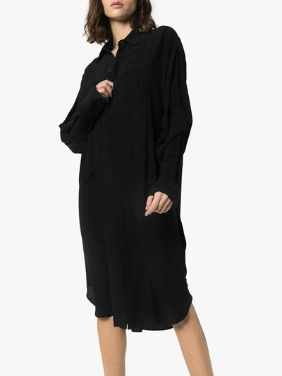 Shop Bottega Veneta Quilted Bib Shirt Dress In Black