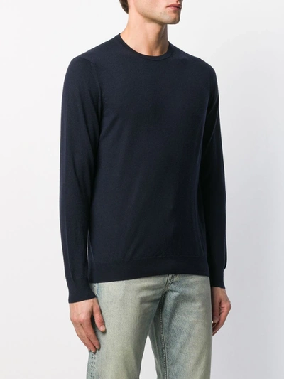 Drumohr Rib-trimmed Cashmere Jumper In Blue