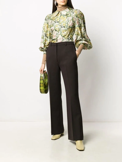 Shop Kenzo Flared Tailored Trousers In Brown