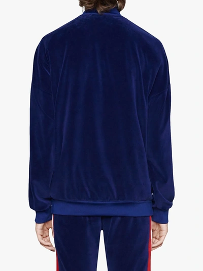 Shop Gucci Oversize Cotton Chenille Jacket In Blue