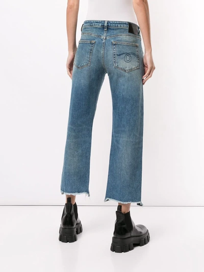 R13 Boy Straight Cropped Frayed Mid-rise Straight-leg Jeans In Blue