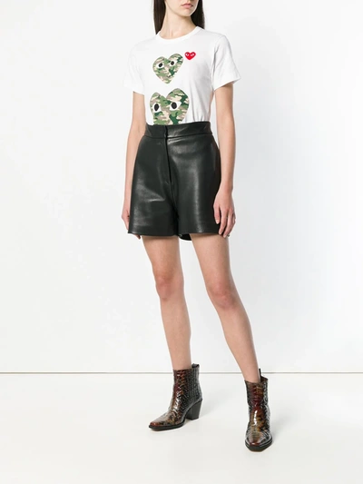 Comme Des Garçons Play Comme Des Garcons Play White Camo Double Heart T-shirt In White