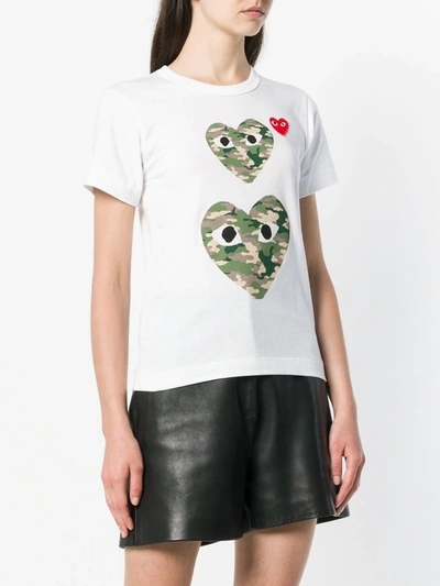 Comme Des Garçons Play Comme Des Garcons Play White Camo Double Heart T-shirt In White