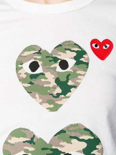Comme Des Garçons Play Comme Des Garcons Play White Camo Double Heart T-shirt In White
