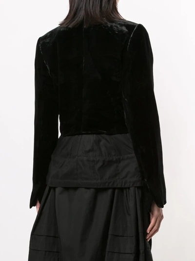 Shop Aganovich Velvet Panel Wrap-around Blazer In Black