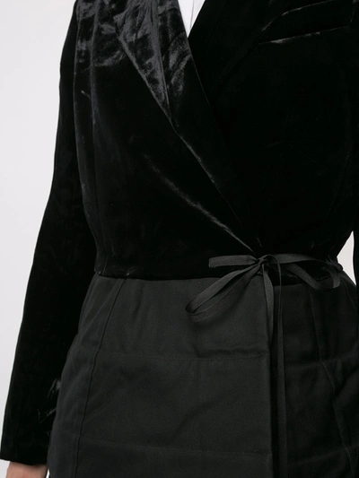 Shop Aganovich Velvet Panel Wrap-around Blazer In Black