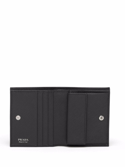 Shop Prada Triangle-logo Saffiano Leather Wallet In Black