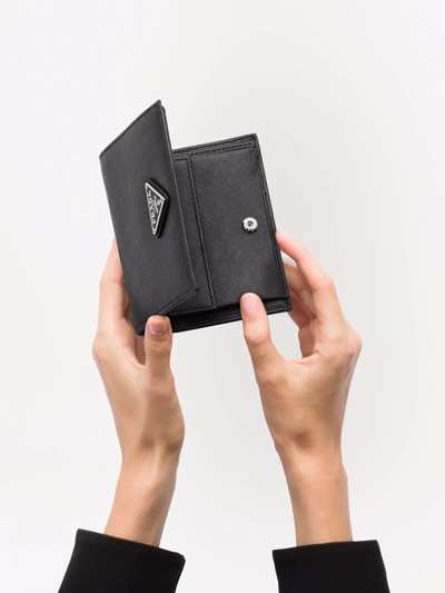 Shop Prada Triangle-logo Saffiano Leather Wallet In Black