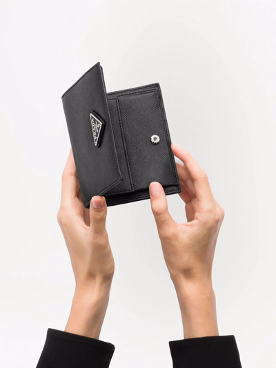 Prada Triangle-logo Saffiano Leather Wallet In Black
