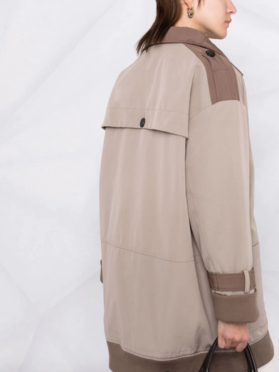 Shop 12 Storeez Quilted Two-tone Coat In Nude