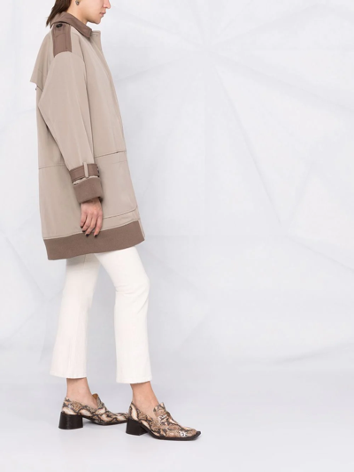 Shop 12 Storeez Quilted Two-tone Coat In Nude