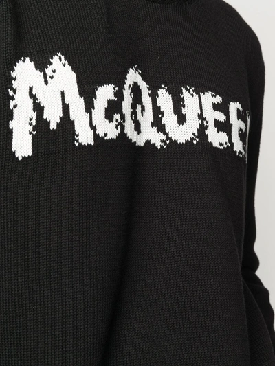 Shop Alexander Mcqueen Logo-intarsia Crew-neck Jumper In Black