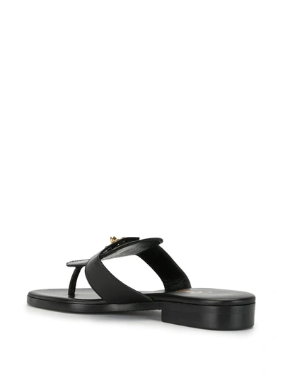 Pre-owned Chanel 1990s Cc Turn-lock Flat Sandals In Black