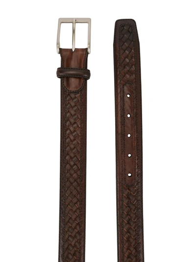 Shop Magnanni Woven-leather Belt In Brown
