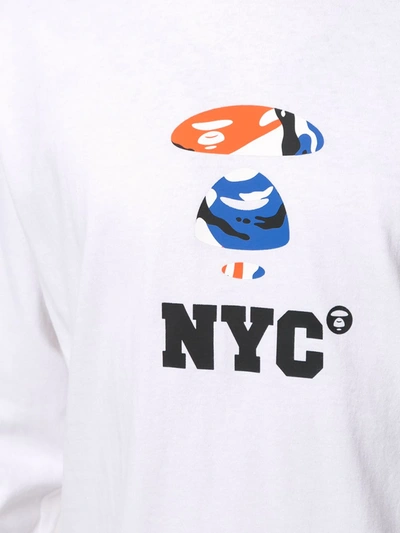 Shop Aape By A Bathing Ape Nyc Print Long-sleeve Shirt In White