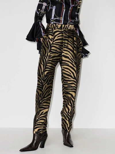 Shop Khaite Magdeline Zebra-print Tapered Trousers In Black