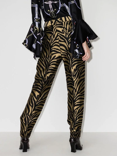 Shop Khaite Magdeline Zebra-print Tapered Trousers In Black