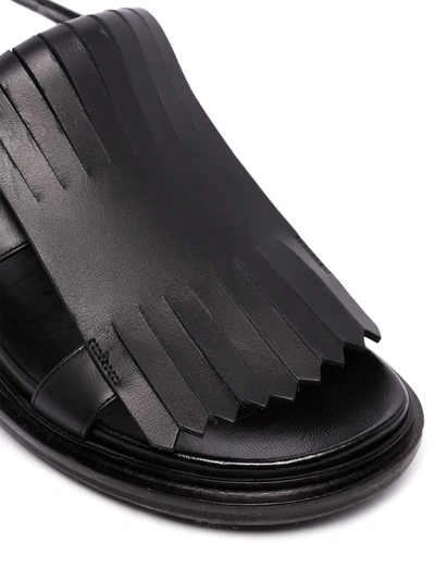 Shop Marni Fringed Fussbett Sandals In Black