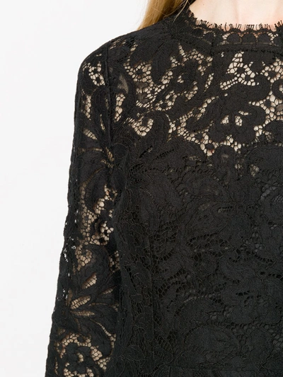 Shop Dolce & Gabbana Floral Lace Midi Dress In Black