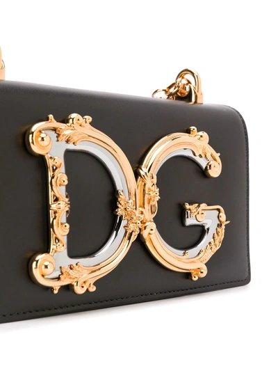 Shop Dolce & Gabbana Dg Girls Leather Phone Bag In Black