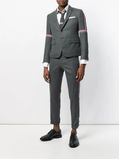 Shop Thom Browne Seamed Elastic Stripe Skinny Wool Trouser In Grey