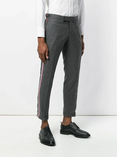 Shop Thom Browne Seamed Elastic Stripe Skinny Wool Trouser In Grey