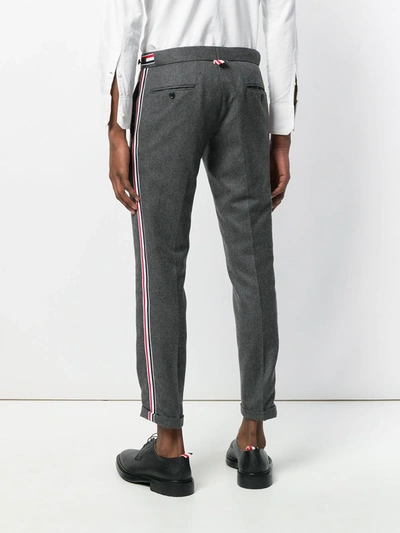 Shop Thom Browne Seamed Elastic Stripe Skinny Wool Trouser In Grey