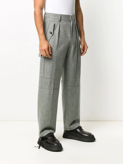 Shop Jw Anderson Double-hem Cargo Trousers In Grey