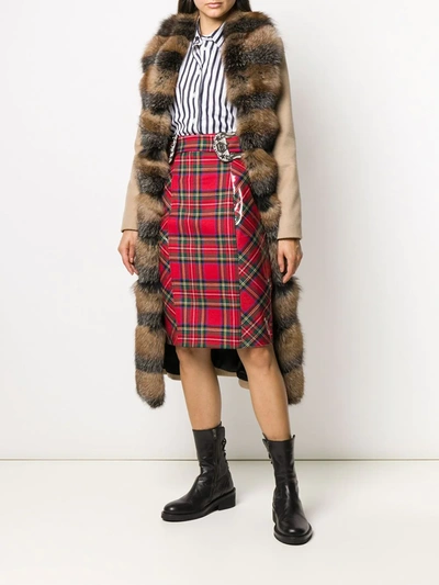 Philipp Plein Tartan Pencil Skirt In Red
