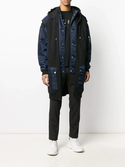 Shop Balmain Layered Coat In Blue