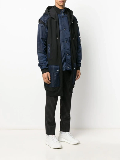 Shop Balmain Layered Coat In Blue