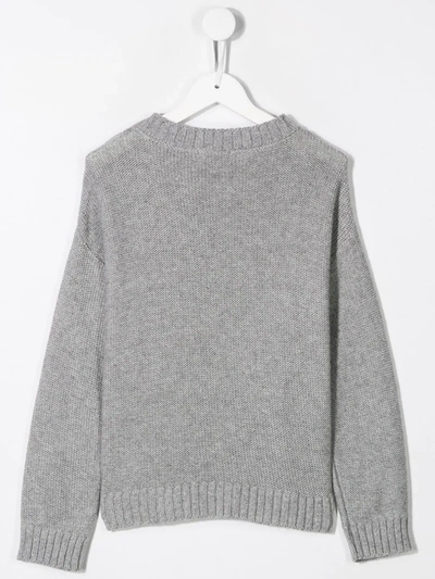 Shop Andorine Floral Knitted Jumper In Grey