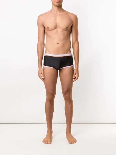 Shop Amir Slama Panelled Trunks In Black