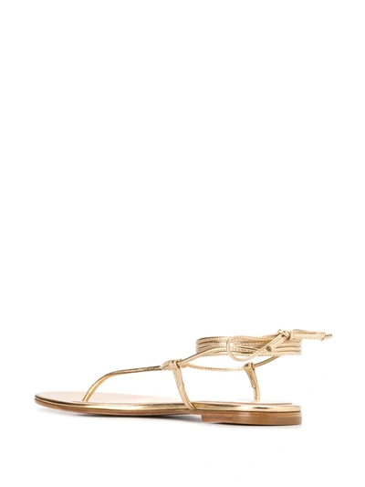 Gianvito Rossi Metallic Gold Leather Flat Sandals In Gold