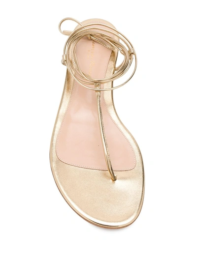 Gianvito Rossi Metallic Gold Leather Flat Sandals In Gold