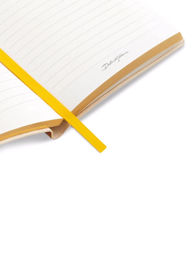 Dolce & Gabbana Small Carretto-print Ruled Notebook In Yellow