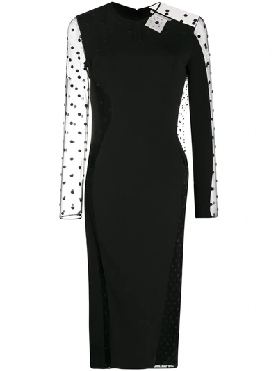 Shop Stella Mccartney Arielle Polka-dot Sheer Midi Dress In Black ,neutral