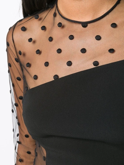 Shop Stella Mccartney Arielle Polka-dot Sheer Midi Dress In Black ,neutral
