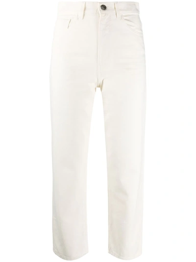 Shop Twinset Cropped High-rise Jeans In White