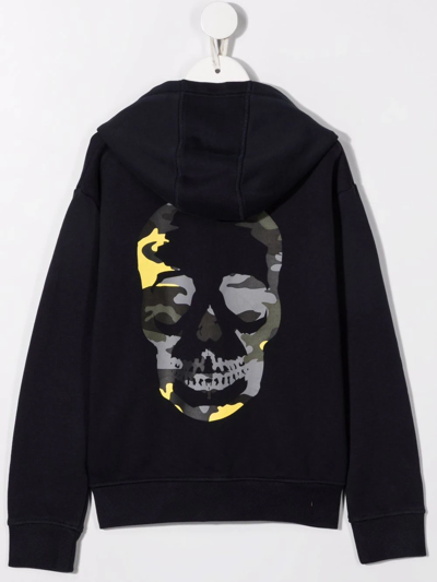 Zadig & Voltaire Skull-print Cotton Hoodie In Blue