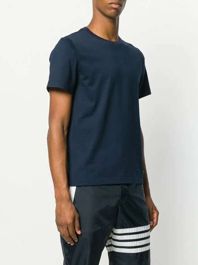 Thom Browne Side Slit Relaxed Short-sleeve Tee In Blue