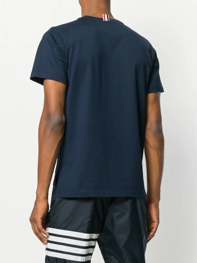 Thom Browne Side Slit Relaxed Short-sleeve Tee In Blue